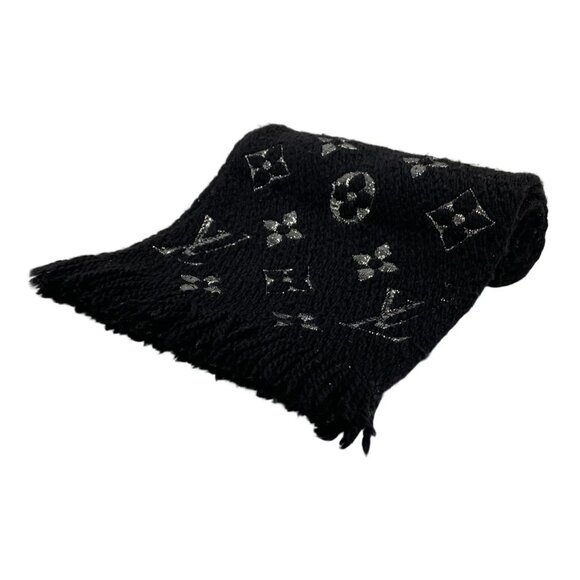 LOUIS VUITTON Eschar Progo Mania Shine Black Silver Monogram - Scarf 480-051625 - Picture 1 of 4